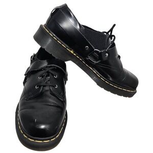 Dr Martens Fulmar Black Leather Harness Buckle Shoes Mens 11 Womens 12 AirWair